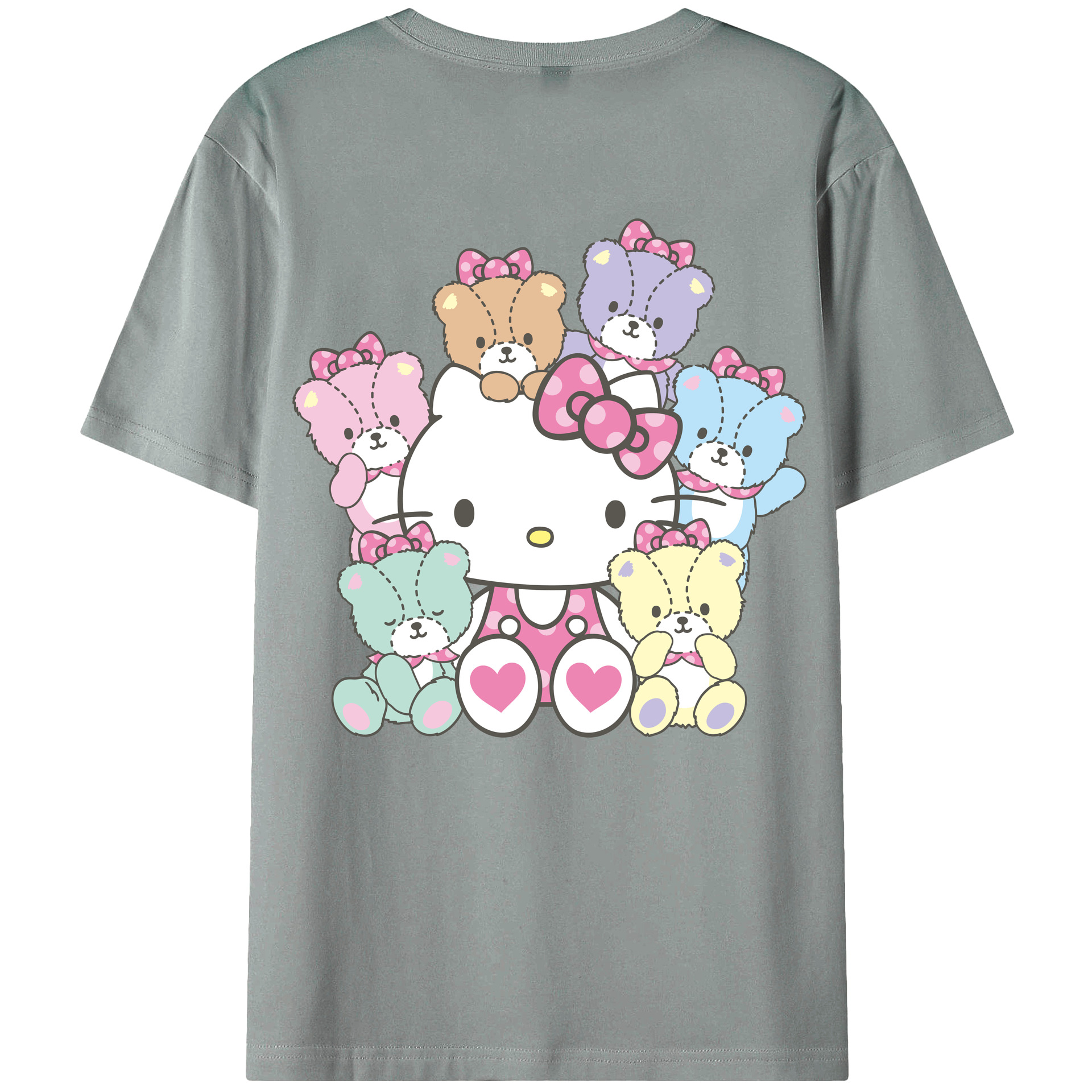 （画像用） Hello Kitty ハローキティ 綿100％ メンズ半袖Tシャツ（バックプリント） 通気性